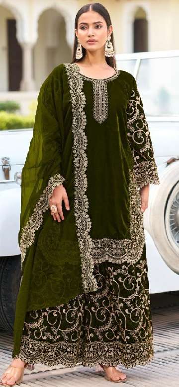 HIT DEISGN OF VELVET-24 DNO 32221(Semi Stich) by DEEPSY SUITS